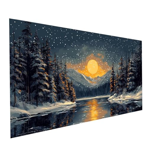 5D Diamond Painting Erwachsene Winter Square Volldiamant Malen Nach Zahlen Mond, Diamant Strasssteine DIY Set mit Diamond Painting Zubehör, Bastelset Erwachsene für Zimmer Deko 60x30cm Model-14978 von XELIETOO