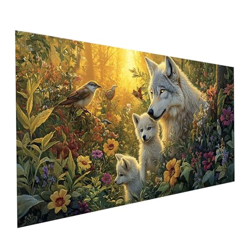 5D Diamond Painting Erwachsene Wolf Runden Volldiamant Malen Nach Zahlen Tier, Diamant Strasssteine DIY Set mit Diamond Painting Zubehör, Bastelset Erwachsene für Zimmer Deko 80 x 40cm Model-01843 5D Diamond Painting Erwachsene Wolf Runden Volldiamant Malen Nach Zahlen Tier, Diamant Strasssteine DIY Set mit Diamond Painting Zubehör, Bastelset Erwachsene für Zimmer Deko 80 x 40cm Model-01843 von XELIETOO