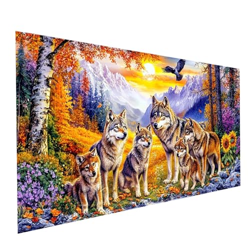 5D Diamond Painting Erwachsene Wolf Square Volldiamant Malen Nach Zahlen Tier, Diamant Strasssteine DIY Set mit Diamond Painting Zubehör, Bastelset Erwachsene für Zimmer Deko 80x40cm Model-00867 5D Diamond Painting Erwachsene Wolf Square Volldiamant Malen Nach Zahlen Tier, Diamant Strasssteine DIY Set mit Diamond Painting Zubehör, Bastelset Erwachsene für Zimmer Deko 80x40cm Model-00867 von XELIETOO