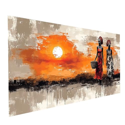 Diamond Painting Afrikanische Frau, 5D DIY Malen Nach Zahlen Erwachsene mit Diamond 60x120cm, Diamant Painting Bilder Landschaft, Square Strasssteine Stickerei Embroidery kit,, Zimmer Deko Model15565 von XELIETOO