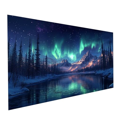 Diamond Painting Aurora, 5D DIY Malen Nach Zahlen Erwachsene mit Diamond 70 x 140 cm, Diamant Painting Bilder Schneeberg, Square Strasssteine Stickerei Embroidery kit, für Zimmer Deko Model-05422 von XELIETOO
