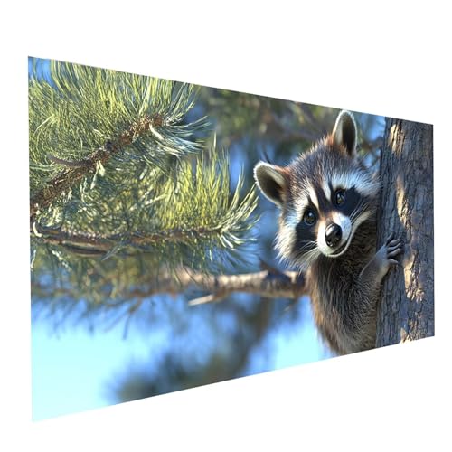 Diamond Painting Baum, 5D DIY Malen Nach Zahlen Erwachsene mit Diamond 50 x 100 cm, Diamant Painting Bilder Waschbär, Square Strasssteine Stickerei Embroidery kit, für Deko Wohnzimmer Model-07340 von XELIETOO