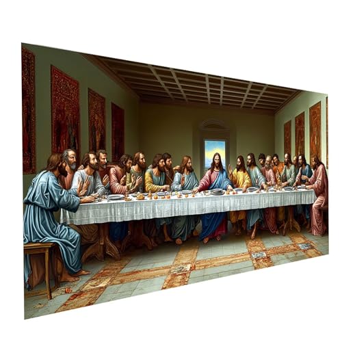 Diamond Painting Das letzte Abendmahl, 5D DIY Malen Nach Zahlen Erwachsene mit Diamond 100x200cm, Diamant Painting Bilder Jesus, Square Strasssteine Stickerei Embroidery kit,, Zimmer Deko Model-05616 von XELIETOO