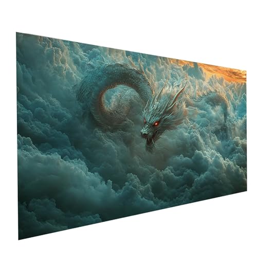 Diamond Painting Drachen, 5D DIY Malen Nach Zahlen Erwachsene mit Diamond 40x80cm, Diamant Painting Bilder Weiß, Runden Strasssteine Stickerei Embroidery kit, für Wandbilder Zimmer Deko Model-05723 von XELIETOO