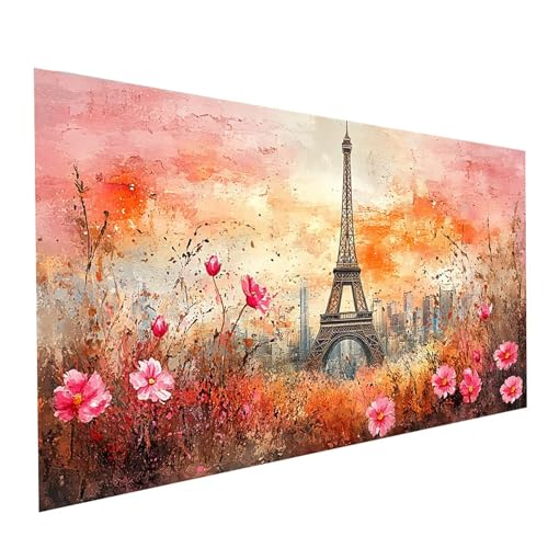 Diamond Painting Eiffelturm, 5D DIY Malen Nach Zahlen Erwachsene mit Diamond 100x200cm, Diamant Painting Bilder Blume, Runden Strasssteine Stickerei Embroidery kit, für Deko Wohnzimmer Model-15040 von XELIETOO