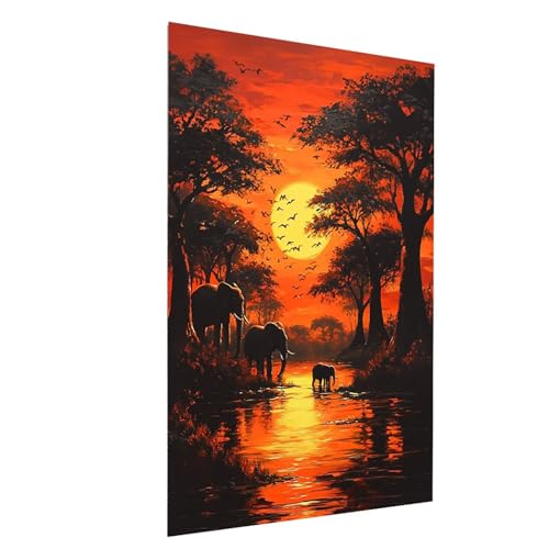 Diamond Painting Elefant, 5D DIY Malen Nach Zahlen Erwachsene mit Diamond, Diamant Painting Bilder Tier, Square Strasssteine Stickerei Embroidery kit, für Wandbilder Zimmer Deko 80x110CM Model-11085 von XELIETOO