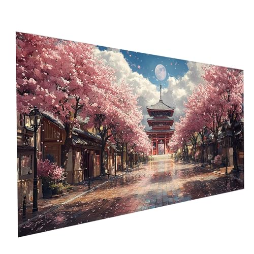 Diamond Painting Erwachsene Kirschblüten Square Volldiamant Malen Nach Zahlen Japanische Architektur, Diamant Strasssteine DIY Set mit Diamond Painting Zubehör, Bastelset Erwachsene 60x30cm Model00546 Diamond Painting Erwachsene Kirschblüten Square Volldiamant Malen Nach Zahlen Japanische Architektur, Diamant Strasssteine DIY Set mit Diamond Painting Zubehör, Bastelset Erwachsene 60x30cm Model00546 von XELIETOO