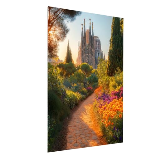 Diamond Painting Erwachsene Landschaft Square Volldiamant Malen Nach Zahlen Kathedrale Sagrada Familia, Diamant Strasssteine set mit Diamond Painting Zubehör, Bastelset Erwachsene 35x50cm Model-10804 von XELIETOO