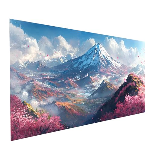 Diamond Painting Erwachsene Schneeberg Runden Volldiamant Malen Nach Zahlen Kirschblüten, Diamant Strasssteine DIY Set mit Diamond Painting Zubehör, Bastelset Erwachsene Room Decor 60x30cm Model-03410 von XELIETOO