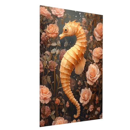 Diamond Painting Erwachsene Tier Square Volldiamant Malen Nach Zahlen SeeHorsechen, Diamant Strasssteine DIY set mit Diamond Painting Zubehör, Bastelset Erwachsene für Zimmer Deko 60x85CM Model-13003 von XELIETOO