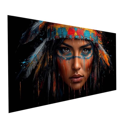 Diamond Painting Frau, 5D DIY Malen Nach Zahlen Erwachsene mit Diamond 60 x 120cm, Diamant Painting Bilder Indianer, Runden Strasssteine Stickerei Embroidery kit, für Wandbilder Zimmer Deko Model08381 von XELIETOO