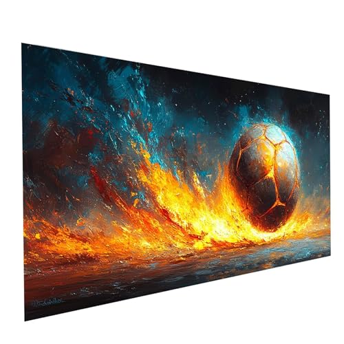Diamond Painting Fußball, 5D DIY Malen Nach Zahlen Erwachsene mit Diamond 30x60cm, Diamant Painting Bilder Flamme, Runden Strasssteine Stickerei Embroidery kit, für Wandbilder Zimmer Deko Model-14938 von XELIETOO