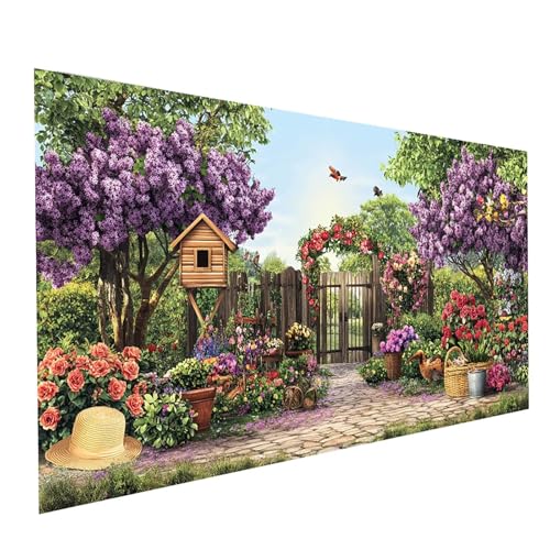 Diamond Painting Garten, 5D DIY Malen Nach Zahlen Erwachsene mit Diamond 50 x 100cm, Diamant Painting Bilder Landschaft, Square Strasssteine Stickerei Embroidery kit, für Zimmer Deko Model-10060 von XELIETOO
