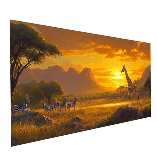 Diamond Painting Giraffe, 5D DIY Malen Nach Zahlen Erwachsene mit Diamond 100 x 200cm, Diamant Painting Bilder Afrika, Square Strasssteine Stickerei Embroidery kit, für Deko Wohnzimmer Model-05744 von XELIETOO