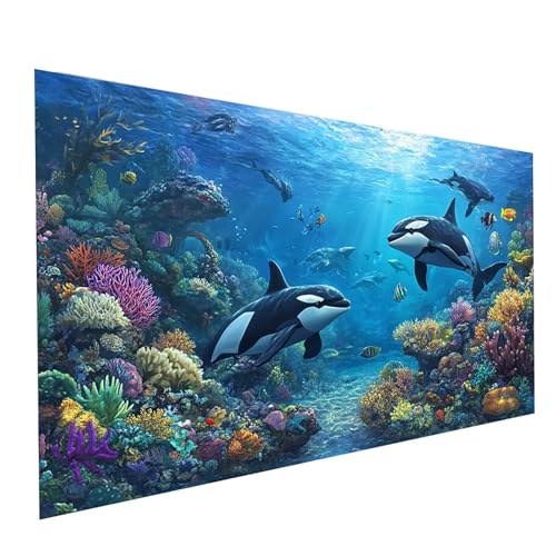 Diamond Painting Killerwal, 5D DIY Malen Nach Zahlen Erwachsene mit Diamond 70x140cm, Diamant Painting Bilder Koralle, Runden Strasssteine Stickerei Embroidery kit, für Deko Wohnzimmer Model-05342 von XELIETOO