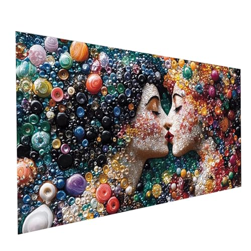 Diamond Painting Kuss, 5D DIY Malen Nach Zahlen Erwachsene mit Diamond 30x60cm, Diamant Painting Bilder Frau, Runden Strasssteine Stickerei Embroidery kit, für Wandbilder Zimmer Deko Model-15130 von XELIETOO