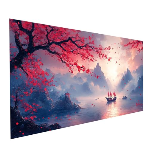 Diamond Painting Landschaft, 5D DIY Malen Nach Zahlen Erwachsene mit Diamond 70 x 140 cm, Diamant Painting Bilder Baum, Runden Strasssteine Stickerei Embroidery kit, für Zimmer Deko Model-13822 von XELIETOO