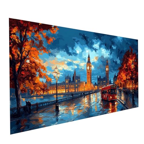 Diamond Painting London, 5D DIY Malen Nach Zahlen Erwachsene mit Diamond 80 x 160cm, Diamant Painting Bilder Nachtansicht, Square Strasssteine Stickerei Embroidery kit, für Zimmer Deko Model-00559 Diamond Painting London, 5D DIY Malen Nach Zahlen Erwachsene mit Diamond 80 x 160cm, Diamant Painting Bilder Nachtansicht, Square Strasssteine Stickerei Embroidery kit, für Zimmer Deko Model-00559 von XELIETOO