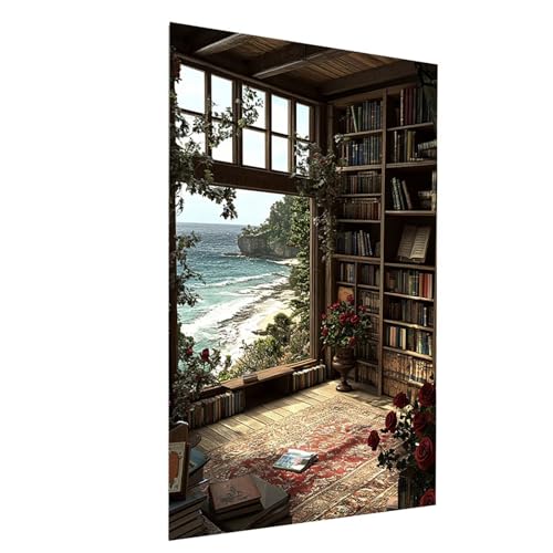 Diamond Painting Meerblick, 5D DIY Malen Nach Zahlen Erwachsene mit Diamond, Diamant Painting Bilder Bücherregal, Square Strasssteine Stickerei Embroidery kit, für Zimmer Deko 50x70cm Model-14286 von XELIETOO