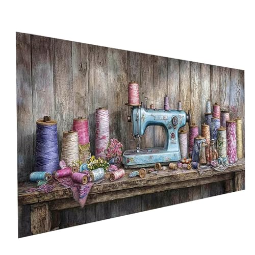 Diamond Painting Nähmaschine, 5D DIY Malen Nach Zahlen Erwachsene mit Diamond 100 x 200cm, Diamant Painting Bilder Blume, Runden Strasssteine Stickerei Embroidery kit, für Zimmer Deko Model-14912 von XELIETOO