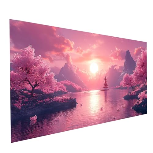 Diamond Painting Rosa, 5D DIY Malen Nach Zahlen Erwachsene mit Diamond 80x160cm, Diamant Painting Bilder Kirschblüten, Square Strasssteine Stickerei Embroidery kit, für Deko Wohnzimmer Model-05775 von XELIETOO
