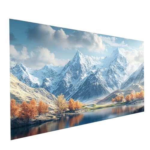 Diamond Painting Schneeberg, 5D DIY Malen Nach Zahlen Erwachsene mit Diamond 100 x 200cm, Diamant Painting Bilder See, Runden Strasssteine Stickerei Embroidery kit, für Deko Wohnzimmer Model-05600 von XELIETOO