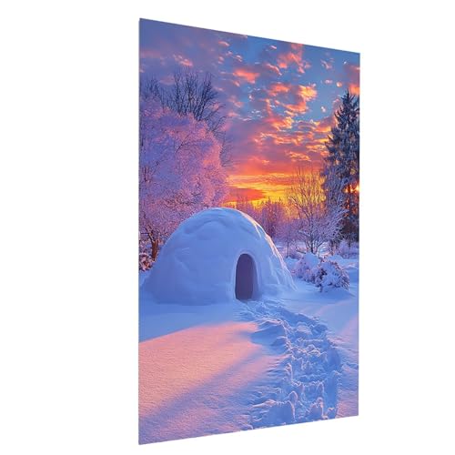 Diamond Painting Schneehaus, 5D DIY Malen Nach Zahlen Erwachsene mit Diamond, Diamant Painting Bilder Landschaft, Square Strasssteine Stickerei Embroidery kit, für Zimmer Deko 80 x 110 CM Model-11337 von XELIETOO
