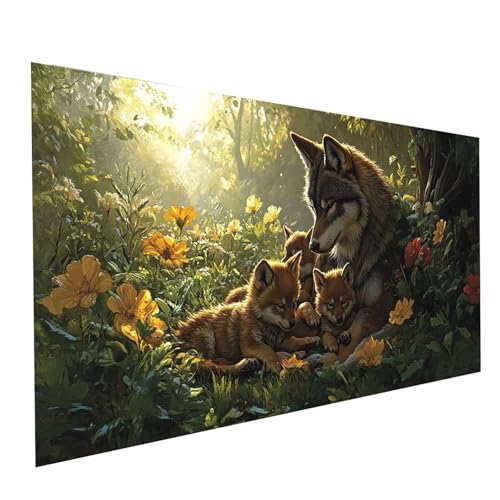 Diamond Painting Tier, 5D DIY Malen Nach Zahlen Erwachsene mit Diamond 60x120cm, Diamant Painting Bilder Wolf, Runden Strasssteine Stickerei Embroidery kit, für Wandbilder Zimmer Deko Model-06301 von XELIETOO