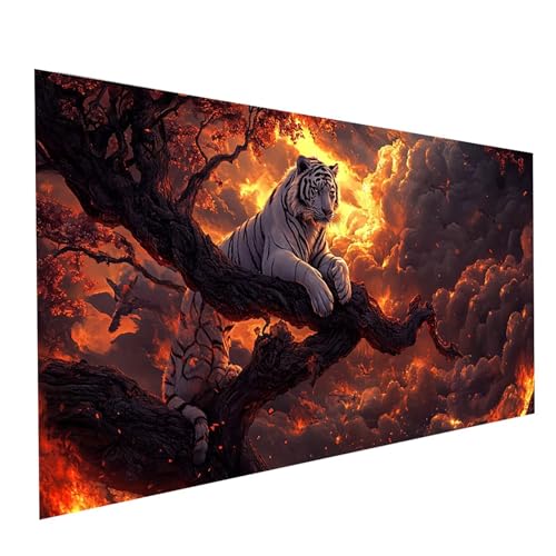 Diamond Painting Tiger, 5D DIY Malen Nach Zahlen Erwachsene mit Diamond 60 x 120 cm, Diamant Painting Bilder Verträumt, Square Strasssteine Stickerei Embroidery kit, für Zimmer Deko Model-13197 von XELIETOO