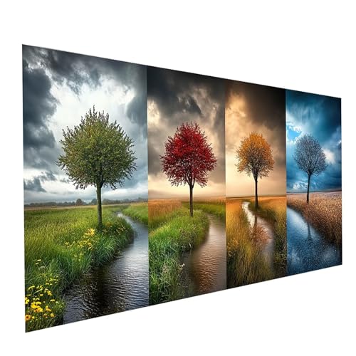 Diamond Painting Vier Jahreszeiten, 5D DIY Malen Nach Zahlen Erwachsene mit Diamond 60x120cm, Diamant Painting Bilder Baum, Square Strasssteine Stickerei Embroidery kit, für Zimmer Deko Model-04237 von XELIETOO