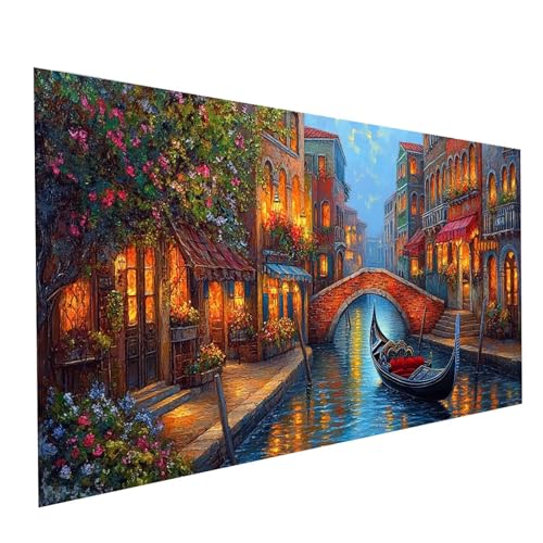 Diamond Painting Wasserstadt, 5D DIY Malen Nach Zahlen Erwachsene mit Diamond 100 x 200 cm, Diamant Painting Bilder Landschaft, Runden Strasssteine Stickerei Embroidery kit, für Zimmer Deko Model01920 Diamond Painting Wasserstadt, 5D DIY Malen Nach Zahlen Erwachsene mit Diamond 100 x 200 cm, Diamant Painting Bilder Landschaft, Runden Strasssteine Stickerei Embroidery kit, für Zimmer Deko Model01920 von XELIETOO