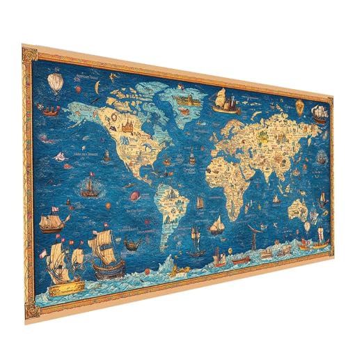 Diamond Painting Weltkarte, 5D DIY Malen Nach Zahlen Erwachsene mit Diamond 100 x 200 cm, Diamant Painting Bilder Seekarten, Square Strasssteine Stickerei Embroidery kit, für Zimmer Deko Model-00624 Diamond Painting Weltkarte, 5D DIY Malen Nach Zahlen Erwachsene mit Diamond 100 x 200 cm, Diamant Painting Bilder Seekarten, Square Strasssteine Stickerei Embroidery kit, für Zimmer Deko Model-00624 von XELIETOO