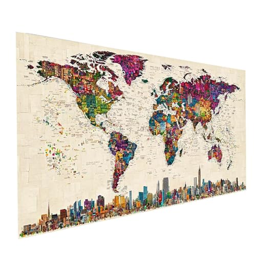 Diamond Painting Weltkarte, 5D DIY Malen Nach Zahlen Erwachsene mit Diamond 80 x 160cm, Diamant Painting Bilder Stadt, Runden Strasssteine Stickerei Embroidery kit, für Deko Wohnzimmer Model-01759 Diamond Painting Weltkarte, 5D DIY Malen Nach Zahlen Erwachsene mit Diamond 80 x 160cm, Diamant Painting Bilder Stadt, Runden Strasssteine Stickerei Embroidery kit, für Deko Wohnzimmer Model-01759 von XELIETOO