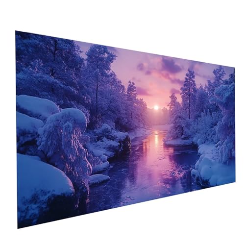 Diamond Painting Winter, 5D DIY Malen Nach Zahlen Erwachsene mit Diamond 50 x 100cm, Diamant Painting Bilder Sonnenuntergang, Runden Strasssteine Stickerei Embroidery kit, für Zimmer Deko Model-05404 von XELIETOO