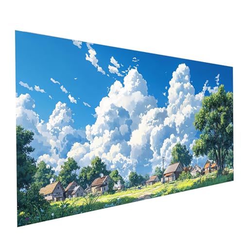Diamond Painting Wolke, 5D DIY Malen Nach Zahlen Erwachsene mit Diamond 100 x 200cm, Diamant Painting Bilder Dorf, Square Strasssteine Stickerei Embroidery kit, für Wandbilder Zimmer Deko Model-05456 von XELIETOO