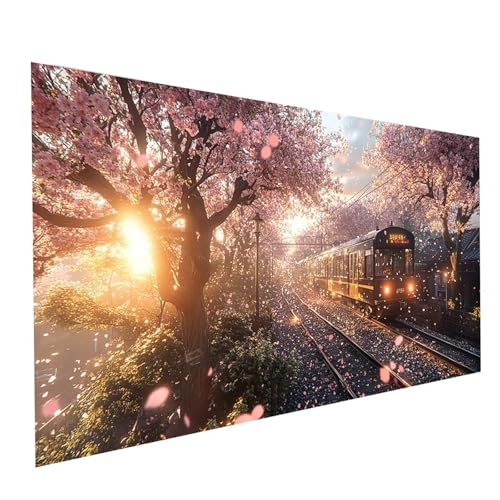 Diamond Painting Zug, 5D DIY Malen Nach Zahlen Erwachsene mit Diamond 100 x 200cm, Diamant Painting Bilder Kleine Stadt, Square Strasssteine Stickerei Embroidery kit, für Zimmer Deko Model-12848 von XELIETOO