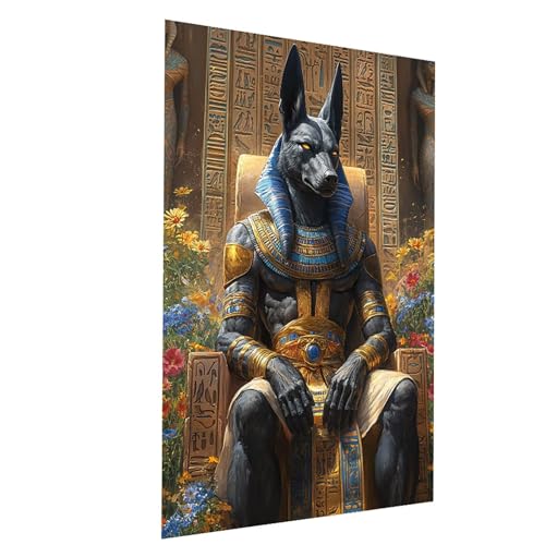 Malen Nach Zahlen Erwachsene Anubis Malen Nach Zahlen Basteln Erwachsene Ägypten mit Acrylfarben Set Pinselset und Leinwand zum Bemalen 35 x 50cm, Farbe Leinwand Bilder für Deko Wohnzimmer Model-03918 von XELIETOO
