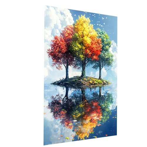 Malen Nach Zahlen Erwachsene Baum Malen Nach Zahlen Kinder Landschaft, DIY Set Erwachsene Paint by Numbers, Farbe Leinwand Zum Bemalen 80 x 60cm für Wanddeko Wohnzimmer Geschenke für Frauen Model03912 von XELIETOO