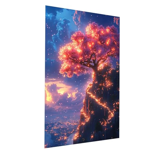Malen Nach Zahlen Erwachsene Baum des Lebens Malen Nach Zahlen Kinder Landschaft, DIY Set Erwachsene Paint by Numbers, Farbe Leinwand Zum Bemalen 150 x 100 CM für Zimmer Deko Geschenke Model-03861 von XELIETOO