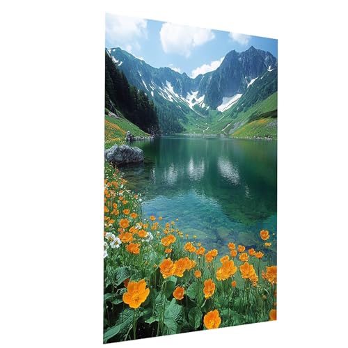 Malen Nach Zahlen Erwachsene Berg Malen Nach Zahlen Kinder See, DIY Set Erwachsene Paint by Numbers, Farbe Leinwand Zum Bemalen 50x35cm für Wanddeko Wohnzimmer Geschenke für Frauen Mann Model-02595 von XELIETOO