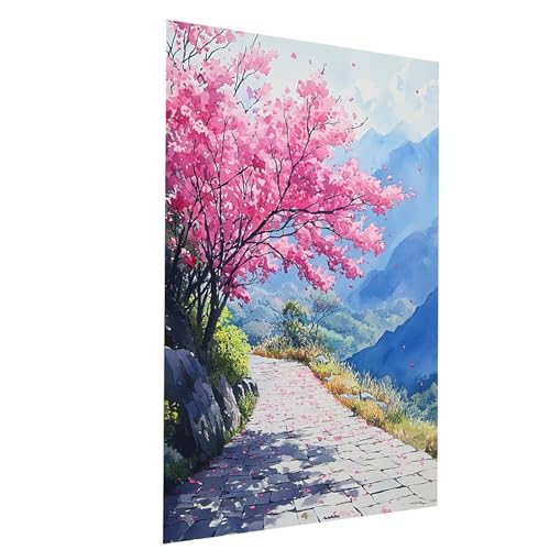 Malen Nach Zahlen Erwachsene Blume Malen Nach Zahlen Basteln Erwachsene Berg mit Acrylfarben Set Pinselset und Leinwand zum Bemalen 30x40 CM, Farbe Leinwand Bilder für Deko Wohnzimmer Model-02009 von XELIETOO