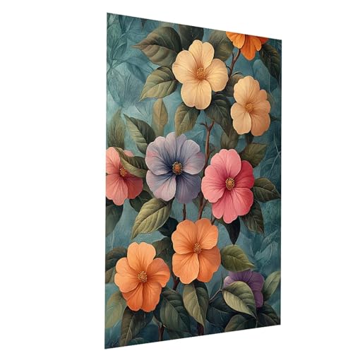 Malen Nach Zahlen Erwachsene Blume Malen Nach Zahlen Basteln Erwachsene Pflanzen mit Acrylfarben Set Pinselset und Leinwand zum Bemalen 40 x 55 cm, Farbe Leinwand Bilder für Deko Wohnzimmer Model03937 von XELIETOO