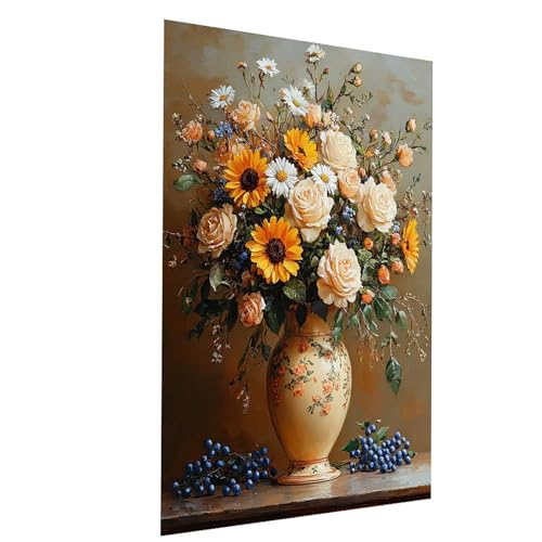 Malen Nach Zahlen Erwachsene Blume Malen Nach Zahlen Basteln Erwachsene Vase mit Acrylfarben Set Pinselset und Leinwand zum Bemalen 40 x 55 cm, Farbe Leinwand Bilder für Deko Wohnzimmer Model-02065 Malen Nach Zahlen Erwachsene Blume Malen Nach Zahlen Basteln Erwachsene Vase mit Acrylfarben Set Pinselset und Leinwand zum Bemalen 40 x 55 cm, Farbe Leinwand Bilder für Deko Wohnzimmer Model-02065 von XELIETOO