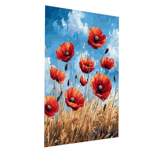 Malen Nach Zahlen Erwachsene Blume Malen Nach Zahlen Kinder Weizenfeld, DIY Set Erwachsene Paint by Numbers, Farbe Leinwand Zum Bemalen 70x50cm für Wanddeko Wohnzimmer Geschenke für Frauen Model-02453 von XELIETOO