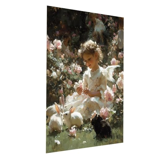 Malen Nach Zahlen Erwachsene Engel Malen Nach Zahlen Kinder Kaninchen, DIY Set Erwachsene Paint by Numbers, Farbe Leinwand Zum Bemalen 55 x 40CM für Wanddeko Wohnzimmer Geschenke für Frauen Model03838 von XELIETOO