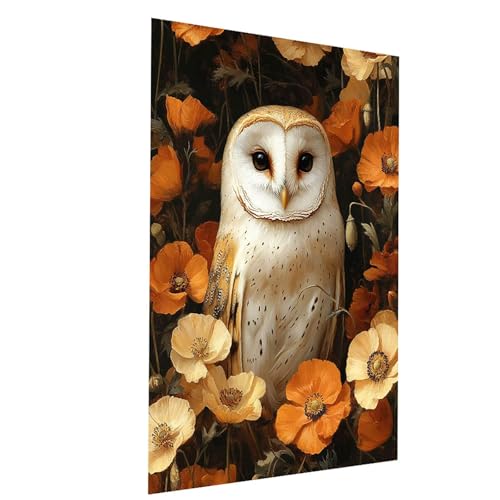 Malen Nach Zahlen Erwachsene Eule Malen Nach Zahlen Basteln Erwachsene Blume mit Acrylfarben Set Pinselset und Leinwand zum Bemalen 40x55CM, Farbe Leinwand Bilder für Deko Wohnzimmer Model-03829 von XELIETOO
