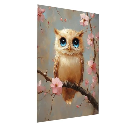 Malen Nach Zahlen Erwachsene Eule Malen Nach Zahlen Basteln Erwachsene Blume mit Acrylfarben Set Pinselset und Leinwand zum Bemalen 40x55CM, Farbe Leinwand Bilder für Deko Wohnzimmer Model-03973 von XELIETOO