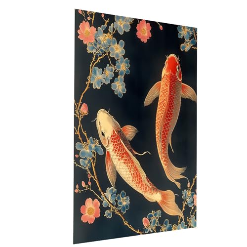 Malen Nach Zahlen Erwachsene Fisch Malen Nach Zahlen Kinder Landschaft, DIY Set Erwachsene Paint by Numbers, Farbe Leinwand Zum Bemalen 40x30 CM für Wanddeko Wohnzimmer Geschenke für Frauen Model04016 von XELIETOO