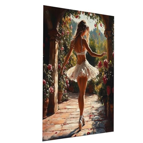 Malen Nach Zahlen Erwachsene Frau Malen Nach Zahlen Basteln Erwachsene Ballett mit Acrylfarben Set Pinselset und Leinwand zum Bemalen 35 x 50 CM, Farbe Leinwand Bilder für Deko Wohnzimmer Model-03864 von XELIETOO