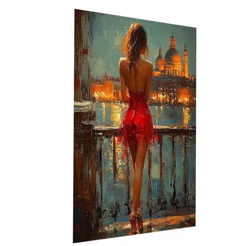 Malen Nach Zahlen Erwachsene Frau Malen Nach Zahlen Kinder Stadt, DIY Set Erwachsene Paint by Numbers, Farbe Leinwand Zum Bemalen 55x40cm für Wanddeko Wohnzimmer Geschenke für Frauen Mann Model-04180 von XELIETOO